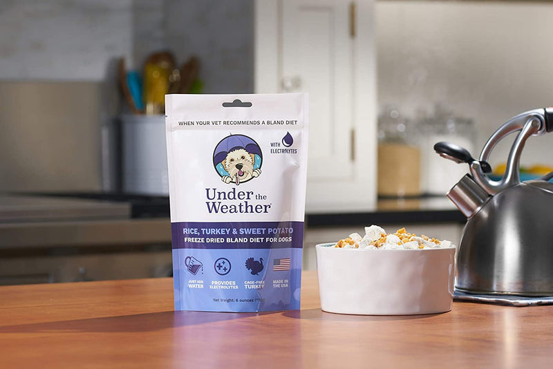 Under the Weather Easy to Digest Bland Dog Food Diet for Sick Dogs | Contains Electrolytes - Gluten Free, All Natural, Freeze Dried 100% Human Grade Meats | 6 Pack - Rice, Chicken & Bone Broth Rice, Turkey & Sweet Potato 6 Ounce (Pack of 2) - BeesActive Australia