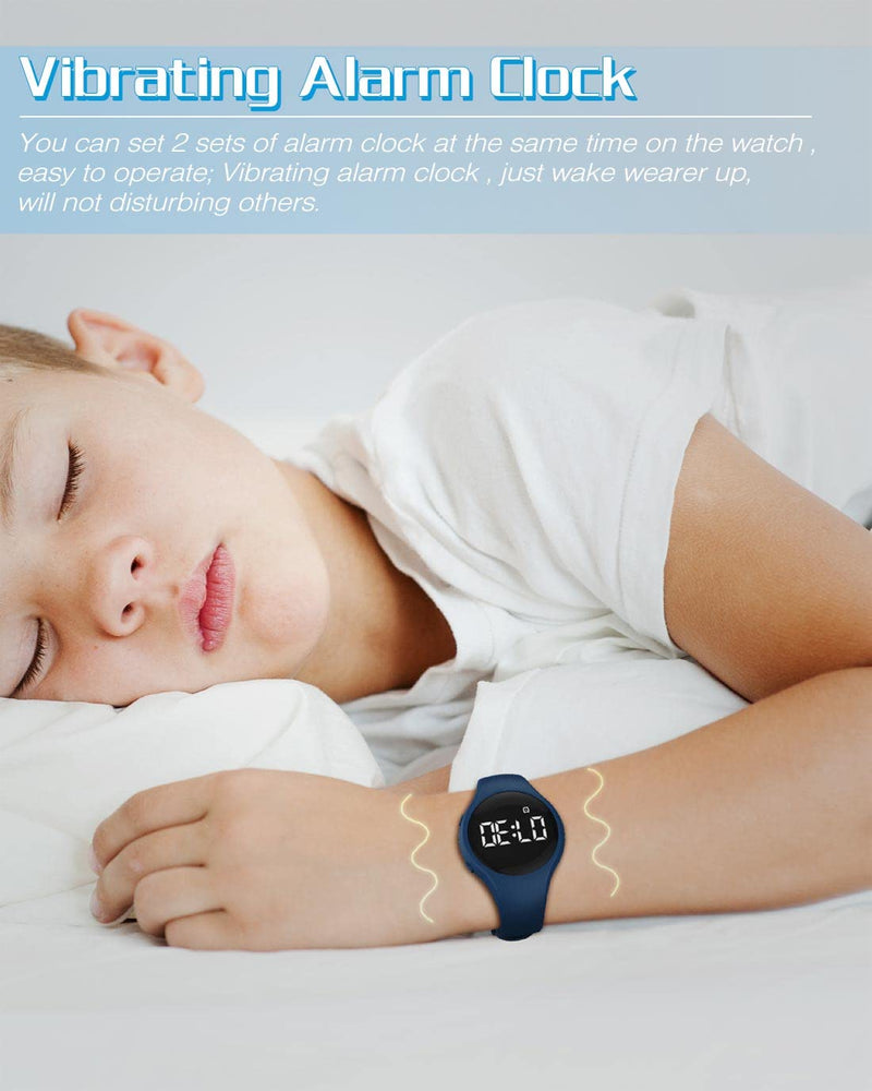 synwee Kids Digital Pedometer Watch, Step Counting Watch, IP68 Waterproof, Date/Alarm Clock/Timer, for Children Teens Boys Girls Women (LED Display- Deep Blue) LED Display- Deep blue - BeesActive Australia