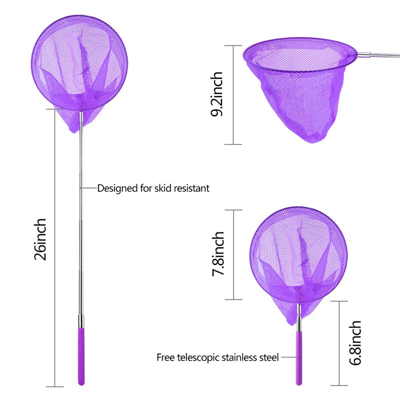 [AUSTRALIA] - Coopay 5 Pack Telescopic Butterfly Nets Catching Insects Bugs Fishing Nets Great Outdoor Tools for Playing - Extendable from 14.6" to 33.4" (Blue Purple Orange Green Yellow) 