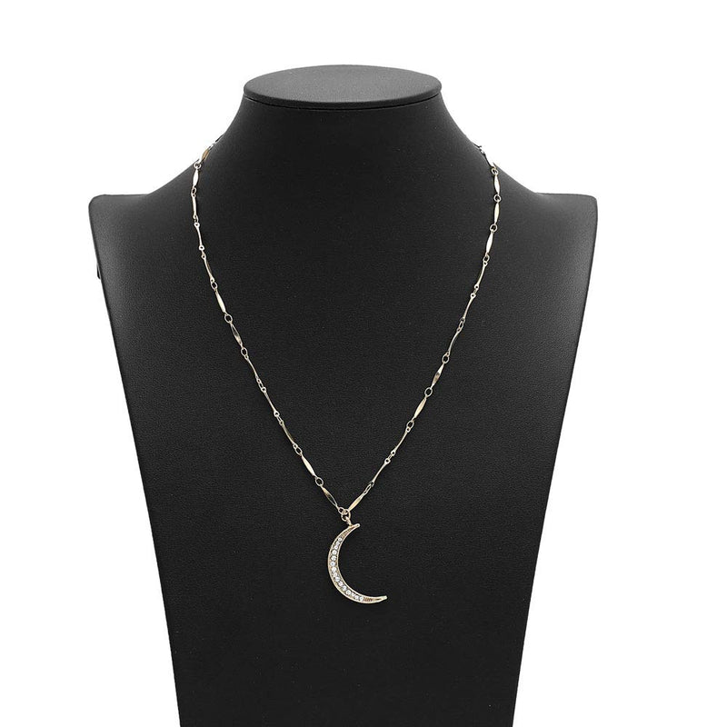 Jovono Crescent Moon Pendant Necklaces Dainty Crystal Necklace Chain Jewelry for Women and Girls (Silver) Silver - BeesActive Australia