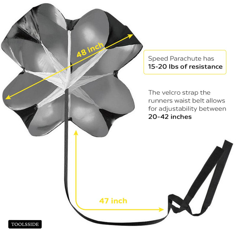 TOOLSSIDE Speed Parachute for Speed Training 48" - Running Speed Chute - Still Cool Running Speed Training for Kids Youth and Adults - Speed Chute Comes Complete with a Carrying Bag - BeesActive Australia