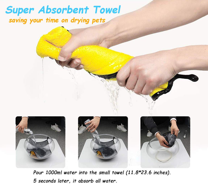 Kwispel Dog Bath Towel - Super Absorbent Microfiber Dog Towel for Small Medium Large Dogs and Cats, Yellow & Grey - BeesActive Australia