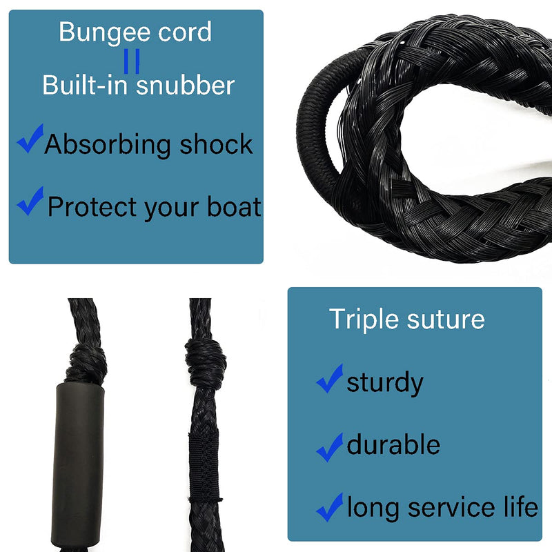 Pack of 4 Bungee Dock Lines for Boat Shock Absorb Dock Tie Mooring Rope Boat Accessories 4-5.5 ft black - BeesActive Australia