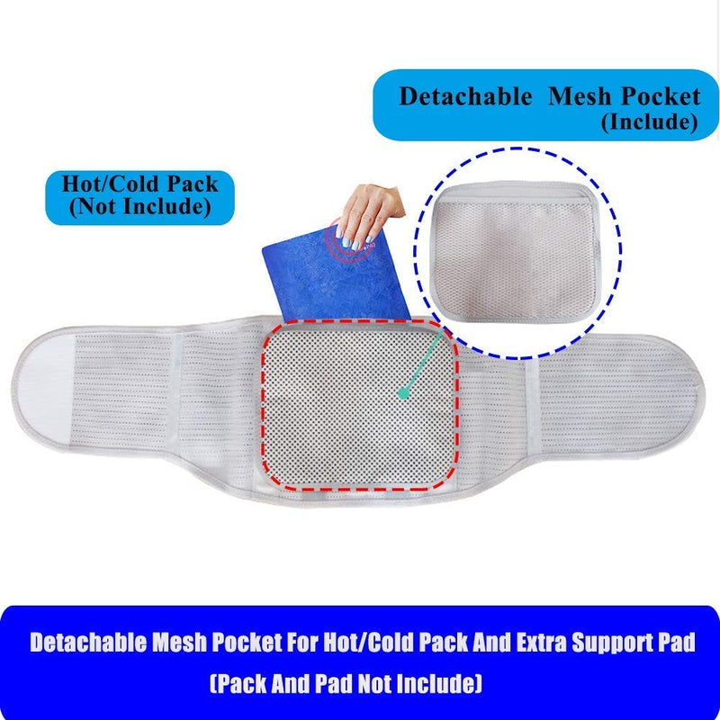 Lower Back Braces for Back Pain Relief - Compression Belt for Men & Women - Lumbar Support Waist Backbrace for Herniated Disc, Sciatica, Scoliosis - Breathable Mesh Design, Adjustable Straps (S, Gray) S(Navel:30"-35") - BeesActive Australia