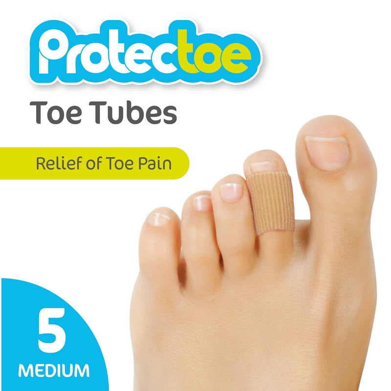 Pack of 5 Protectoe Toe Cushion Tubes, Toe Protectors, Toe Bandage 15cm Length (Middle Toes) Middle Toes - BeesActive Australia