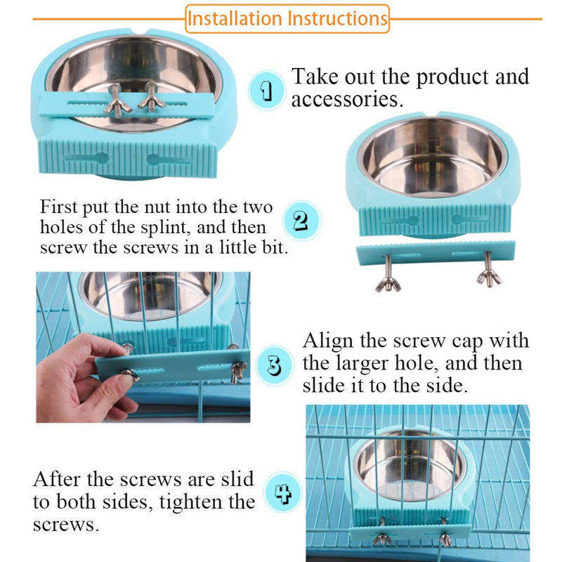 kahson Crate Dog Bowl, Removable Stainless Steel Food & Water Bowls Hanging Pet Cage Coop Cup for Puppy Cat Birds Rabbits(2 Pack) - BeesActive Australia