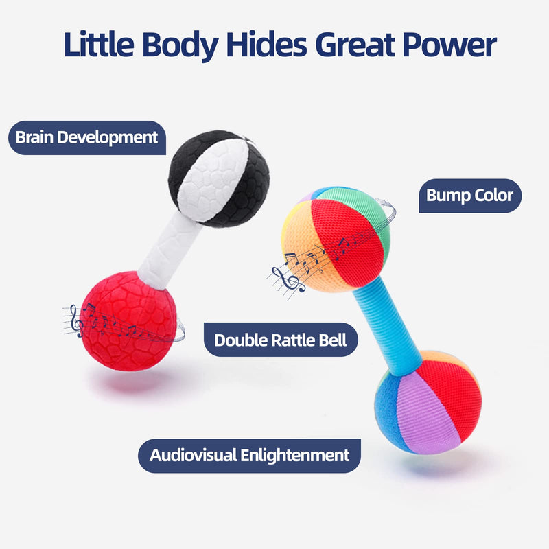 Jollybaby Baby Rattle Dumb-Bell Toys, Plush Stuffer Soft Fabric Sensory Hand Barbell for Kids & Children, Pretended Home Gym Exercise Fitness Sport Toy Gift(Black&White) Black&White - BeesActive Australia