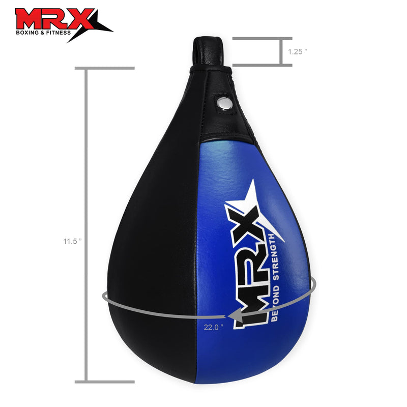 MRX Speed Punching Bags Genuine Leather MMA Training Speed Bag Muay Thai SpeedKills Punching, Dodge Striking Bag for Workout Pro Boxing Bag for Home Gym Kids, Men, Women Black Blue - BeesActive Australia