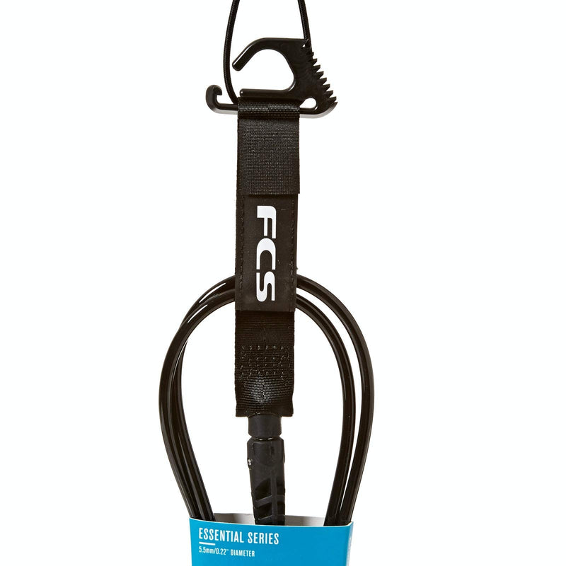 FCS Comp Surfboard Leash - Black - 6' - BeesActive Australia