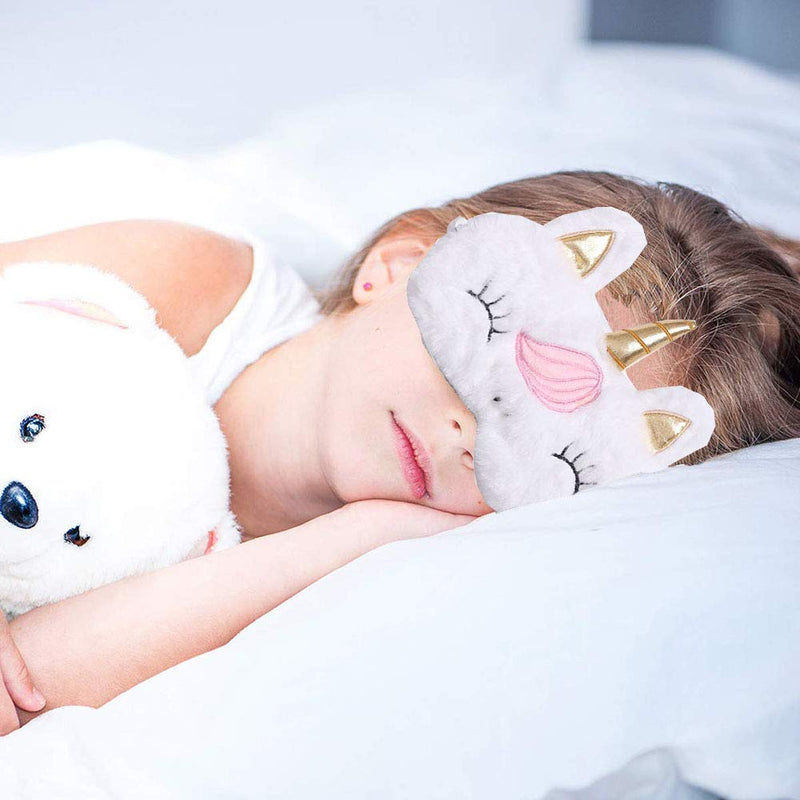 4 Pack Cute Animal Unicorn Sleep Mask for Girls Cute Unicorn Horn Soft Plush Blindfold Sleep Masks Eye Cover Eyeshade for Kids Girls Teens Women Plane Travel Nap Night Sleeping - BeesActive Australia