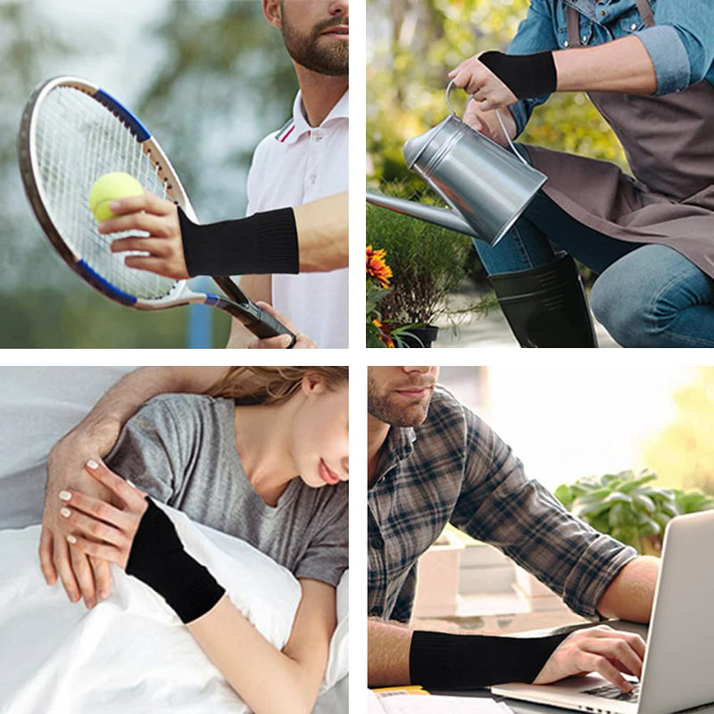 Wrist Thumb Arthritis Gloves (2Pcs), Elastic Compression Sleeves Fingerless Glove with Gel Pad for Arthritis,Tendonitis,Carpal Tunnel,Rheumatoid,Typing, Breathable Compression Gloves for Women & Men - BeesActive Australia