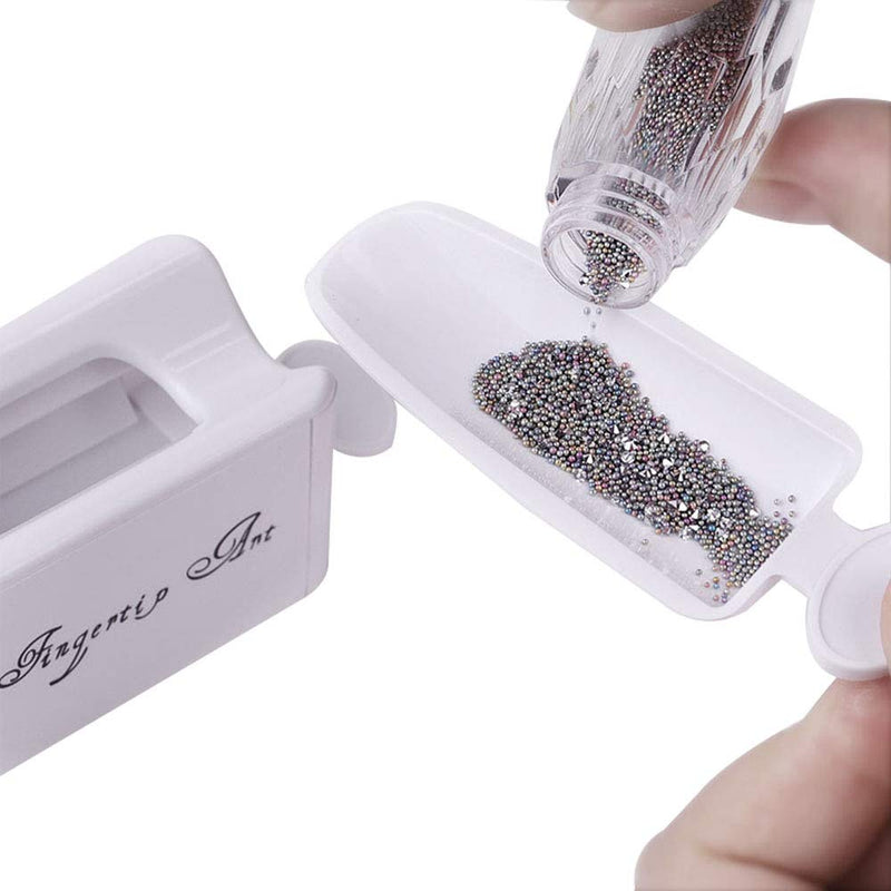 Vanchief Nail Art Dip Powder Recycling Container,2 in 1 Nail Powder Recycling Tray Nail Dip Powder Sequins Glitter Recycling Tool Portable Dipping Powder Storage Box with Dust Remover Powder Brush White - BeesActive Australia