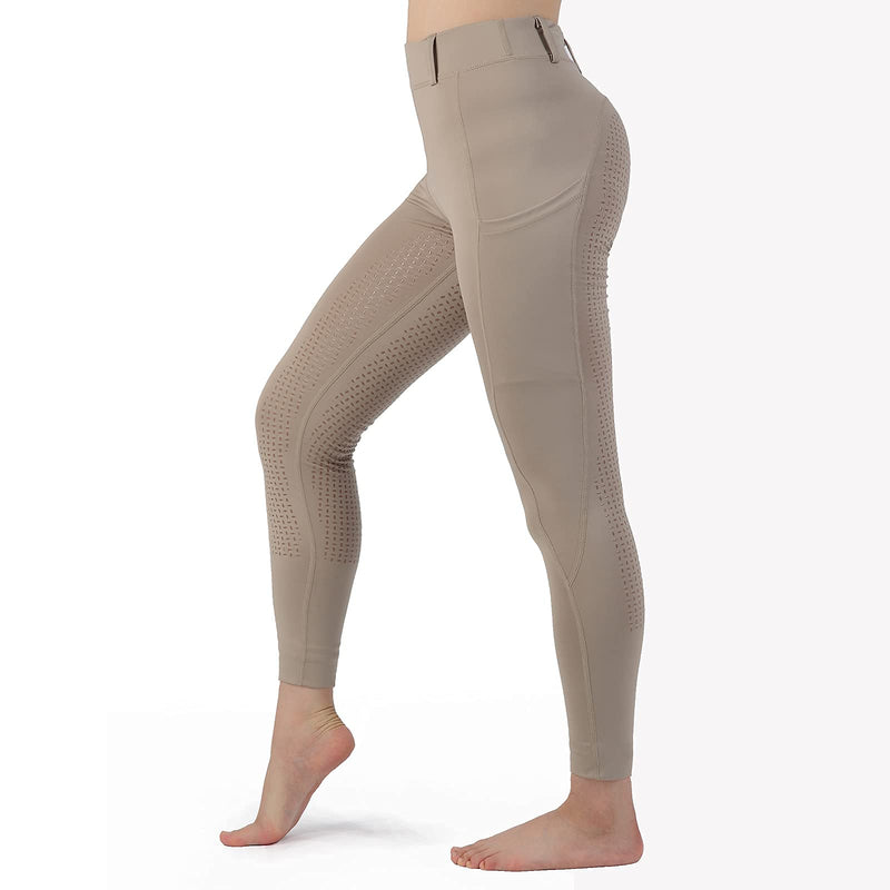 Women Riding Tights Pockets,Women Training Breeches Pants with Silicone Grip Khaki Medium - BeesActive Australia