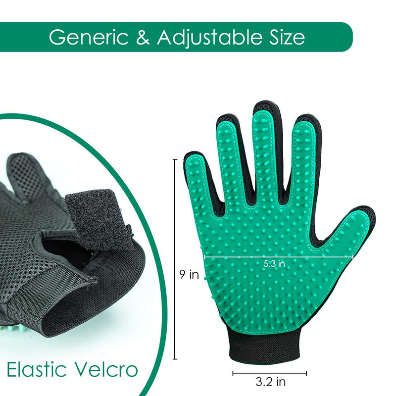 Pet Hair Remover Gloves, Enhance Pet Grooming Glove with 255 Tips, Deshedding Glove for Dog and Cat, 1 Pair Left & Right Gentle De-Shedding Glove Brush 1Green - BeesActive Australia