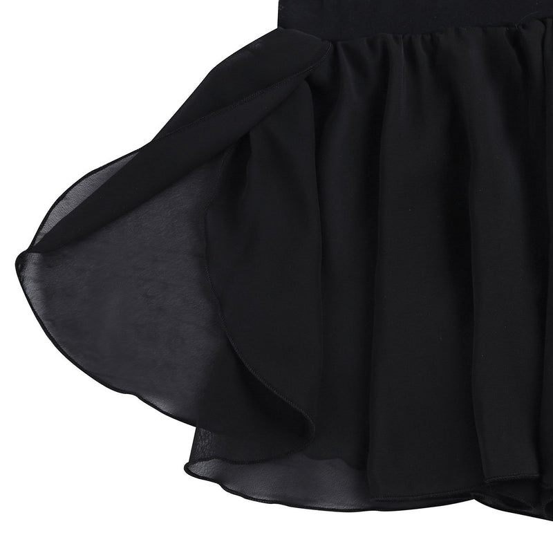 [AUSTRALIA] - Alvivi Girls Pull-On Ballet Dance Chiffon Wrap Skirt Basic Classics Mini Active Skirt Dress Black 3 / 4 