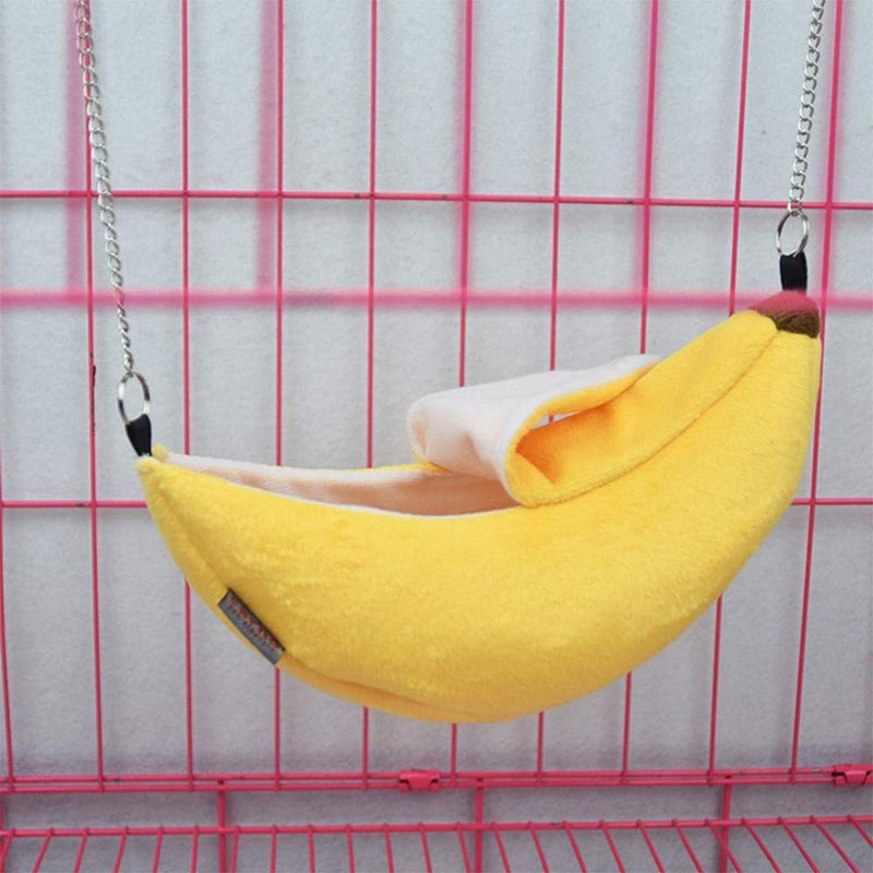 1 Pack Hamster Hanging House Hammock Banana Design Small Animals Cotton Cage Sleeping Nest Suitable for Small Pet Bed Small Hamster Toys Cage Swing (Color : Yellow) - BeesActive Australia