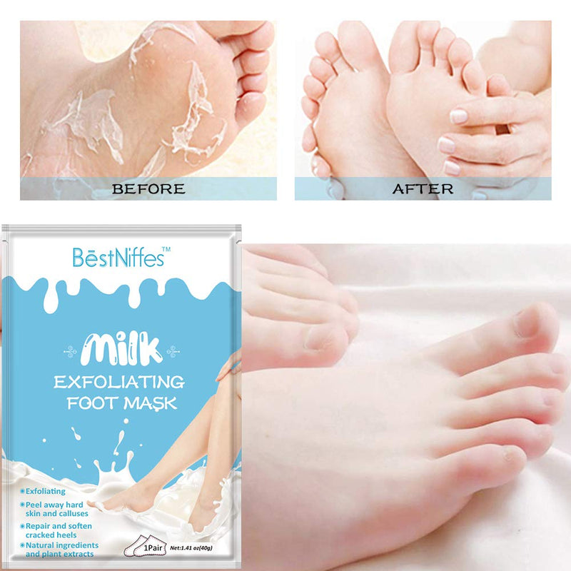 Foot Peel Mask-（5Pack）Peeling Away Calluses and Dead Skin Cells -Exfoliating Foot Mask, Baby Soft Smooth Touch Feet-Men Women (Milk) (5Pack) 5Pack - BeesActive Australia