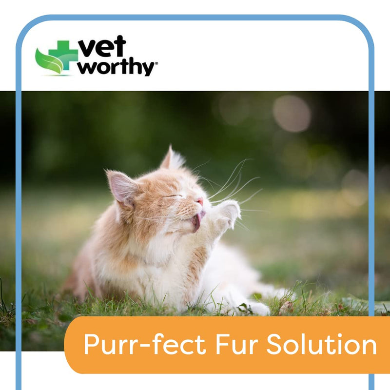 Vet Worthy Hairball Soft Chew for Cats Hairball Remedy for Cats for Digestive Aid and Hairball - Cat Supplement with Omega 3, Psyllium Husk, Brewers Yeast, Wild Alaskan Salmon Oil-45 Soft Chews - BeesActive Australia