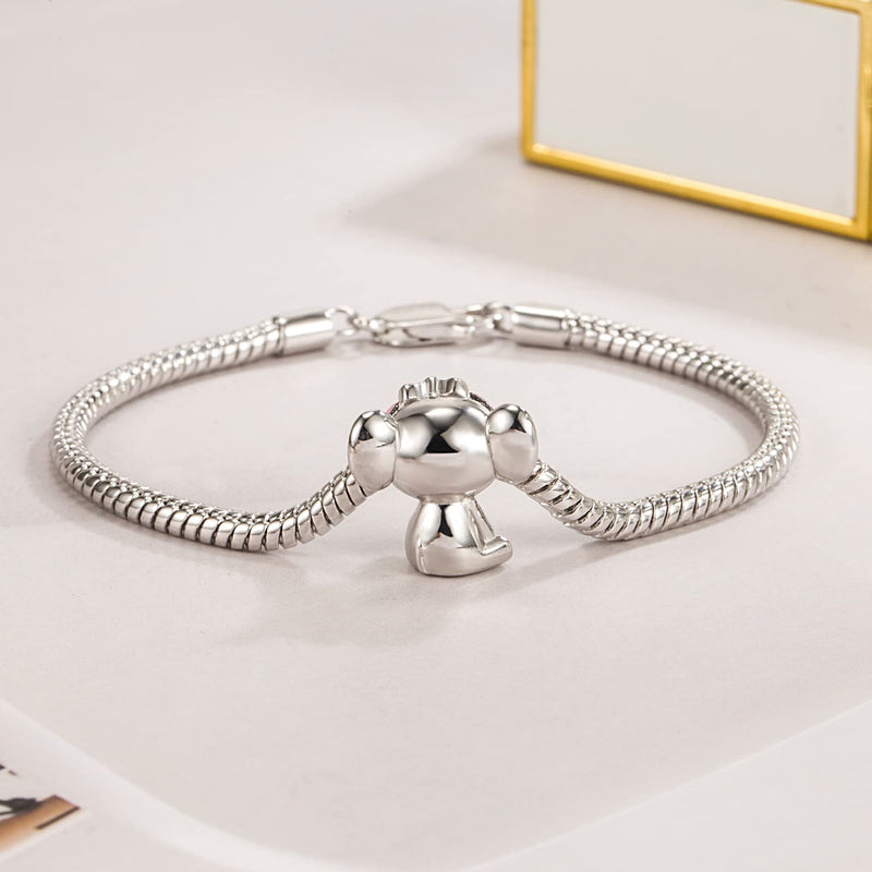 Women 925 Sterling Silver Bracelet Cute Tiny Animal Elephant Charm Dainty Handmade Bracelet For Girl Lobster Clasp Snake Chain Link Jewelry Gift 8 inch - BeesActive Australia