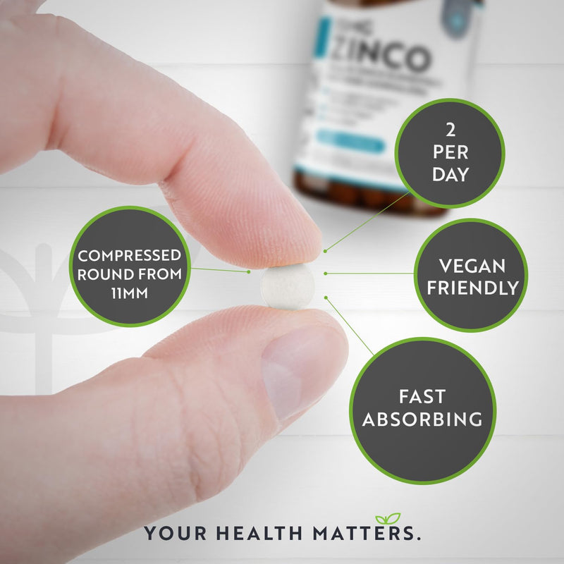 Zinc Tablets 50mg � 365 Vegan Tablets for 6 Months Supply � Zinc Supplement High Strength for Maintenance of Normal Immune System, Bones, Hair, Skin & Nails � Made in The UK by Nutravita - BeesActive Australia