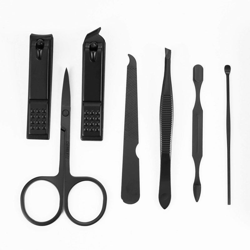 Jwxstore Manicure Set, Pedicure Kit, Nail Clippers, Professional Grooming Kit, Nail Tools with Luxurious Travel Case for Men and Women (7 In 1 Black) 7 In 1 Black - BeesActive Australia