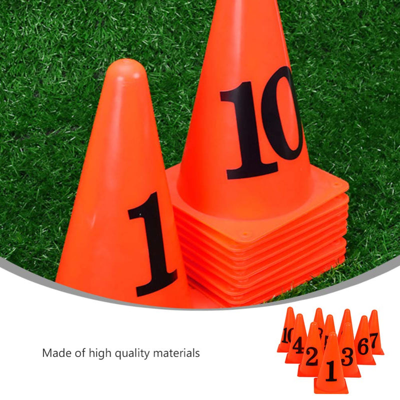 BESPORTBLE 10 Pcs Football Training Cones Plastic Traffic Cones Sport Training Agility Marker Cone with Numbers for Soccer Skating Basketball Indoor Outdoor Game Orange - BeesActive Australia