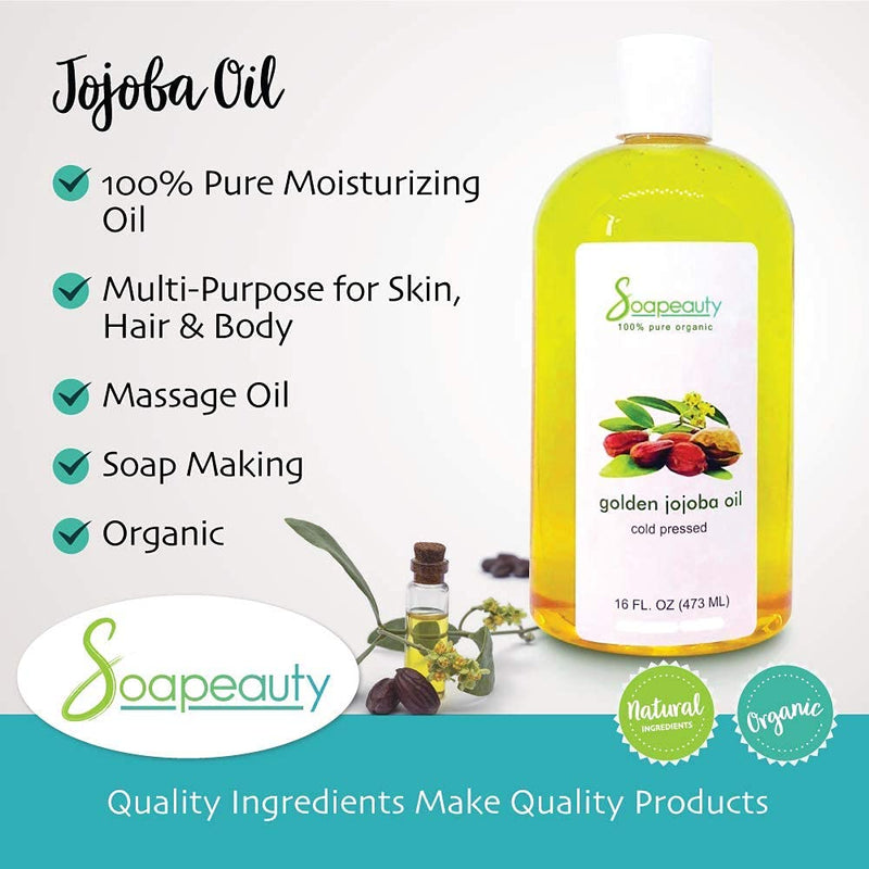 JOJOBA OIL Organic Cold Pressed Unrefined | 100% Pure Natural Golden Jojoba Oil | Carrier for Essential Oils, Moisturizer for Skin, Face & Hair, Massage, Soap Making | Sizes 4 OZ - BeesActive Australia