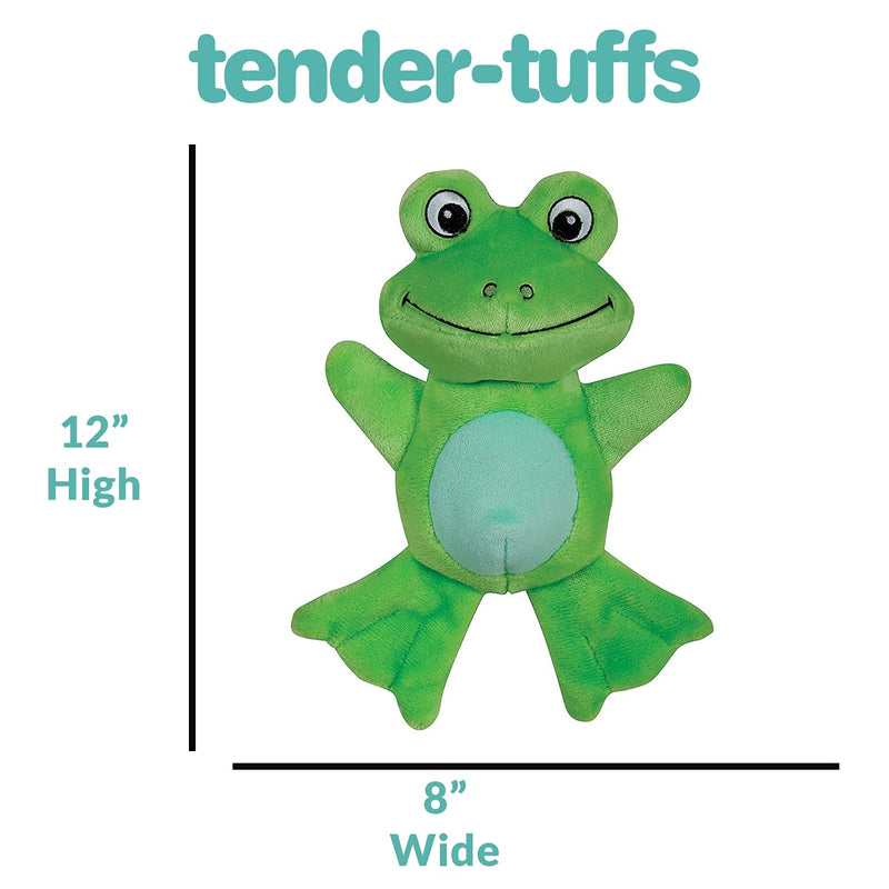 Snuggle Puppy Tender-Tuffs - Comfort Plush - Tough Dog Toy - Proprietary TearBlok Technology - Soft Green Frog with Squeaker - BeesActive Australia