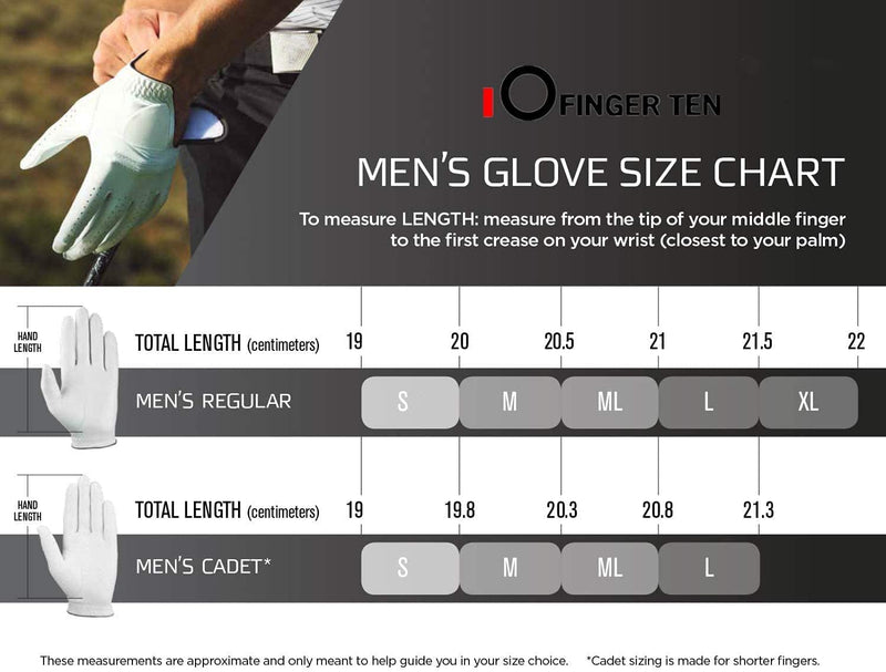 FINGER TEN Men’s Golf Glove Rain Grip Pair Both Hand or 2 Pack Left Right Hand, Hot Wet Weather No Sweat, Black Gray Green, Fit Size Small Medium Large XL Small Black 1 Pair - BeesActive Australia