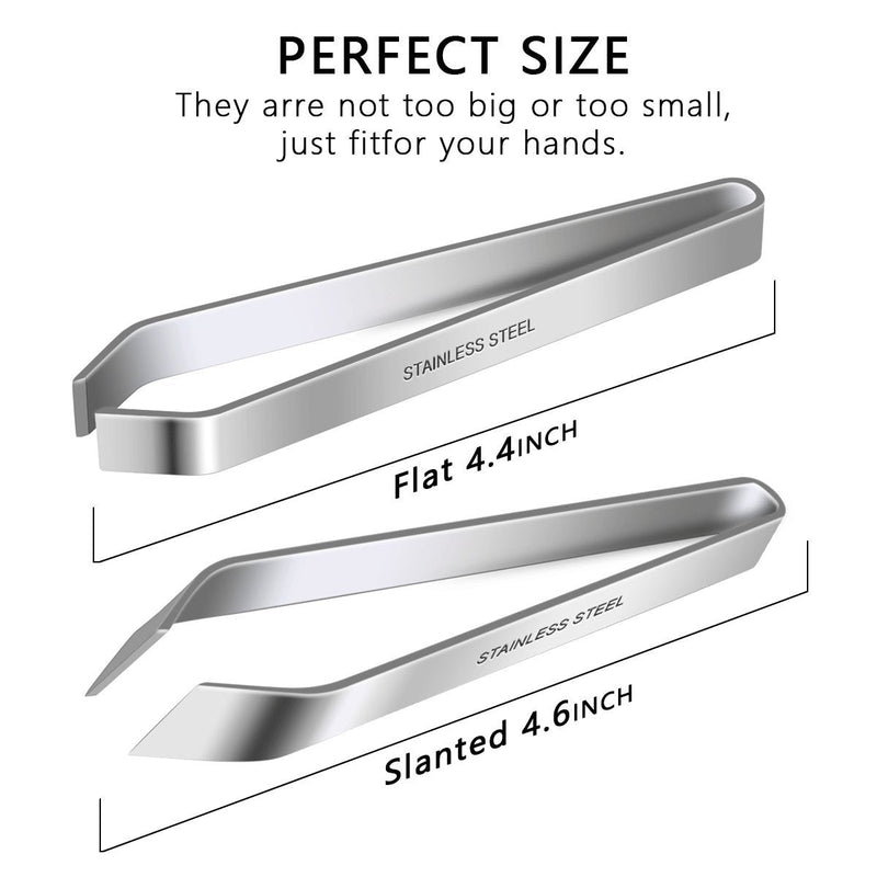 2 Pieces Fish Bone Tweezers, Stainless Steel Flat and Slant Tweezers Pliers Remover Tool (4.6") - BeesActive Australia