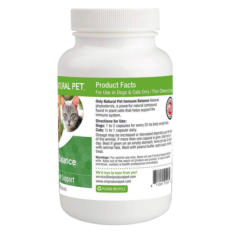 Only Natural Pet Immune Balance for Immune Support - Holistic Vitamin Dietary Supplement Formula for Dogs or Cats - Made in The USA Powder Filled Capsules 90 Capsules - BeesActive Australia
