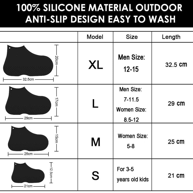 [AUSTRALIA] - LEGELITE Reusable Silicone Waterproof Shoe Covers, No-Slip Silicone Rubber Shoe Protectors for Kids,Men and Women, Size M 