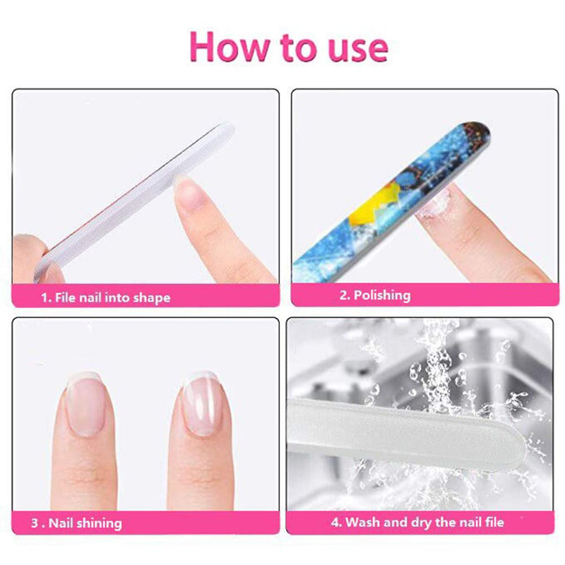 Glass Nail Shiner -2 Pieces Prenium Nano Nail Buffers Glass Nail Files Rainbow Shine Polisher for Natural Nails - BeesActive Australia