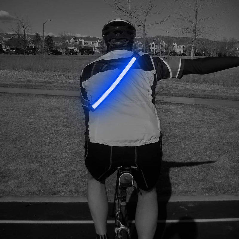 Illumifun Elastic LED Running Belt - USB Rechargeable - Glowing LED Waistband, High Visibility Waist Light, Light Up Safety Gear for Running, Cycling, Camping, Walking, etc Blue - BeesActive Australia