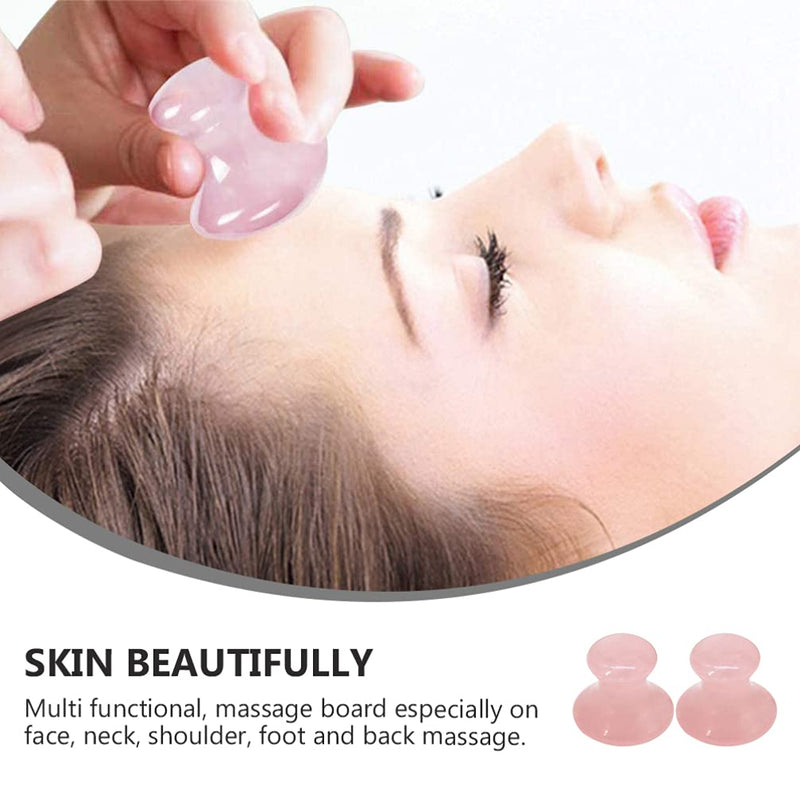 Uonlytech 2Pcs Tool Rose Quartz Mushroom Face Massager Health Jade Stone Mushroom Scraping Massage Tool for Home Spa, Random Color - BeesActive Australia