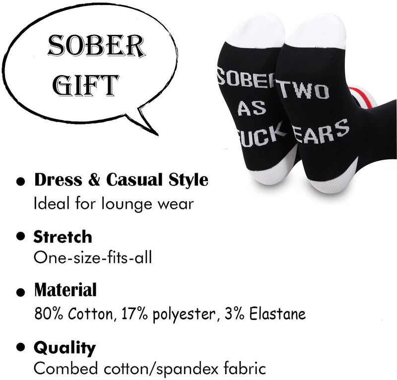 TSOTMO 2 Pairs Sobriety Anniversary Socks Sobriety Gift AA NA Recovery Socks Sober As Fuck Encouragement Gift 2 Year Fuck - BeesActive Australia