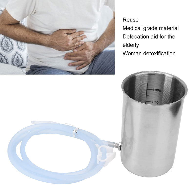 TOPINCN Stainless Steel Body Enema Bucket Kit, 1L Cleaner Enema Set for Home Childbirth Preparation Cleansing Detox Enemas - BeesActive Australia