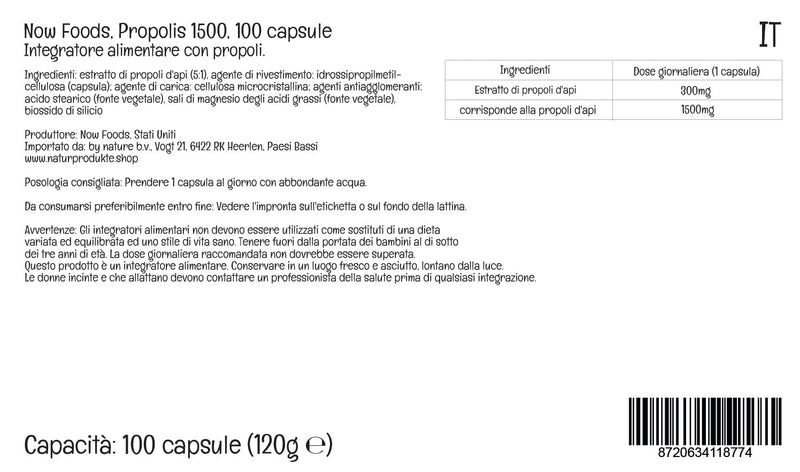 Now Foods, Propolis 1500 (5:1 Extract), Bee Propolis, 100 Capsules, Lab-Tested, Soy Free, Gluten Free, Non-GMO - BeesActive Australia
