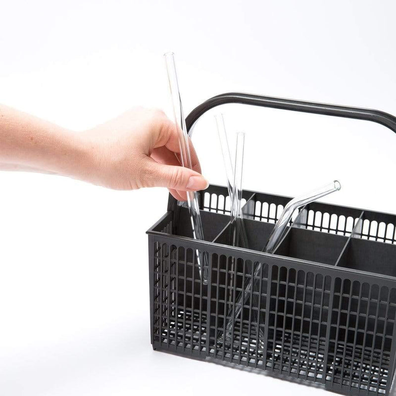 Halm Glass Straws – 6x Short 6 Inch bent Reusable Drinking Straws + Plastic-Free Cleaning Brush - Dishwasher Safe - Eco-Friendly - Perfect for Smoothies, Cocktails - Made in Germany - BeesActive Australia
