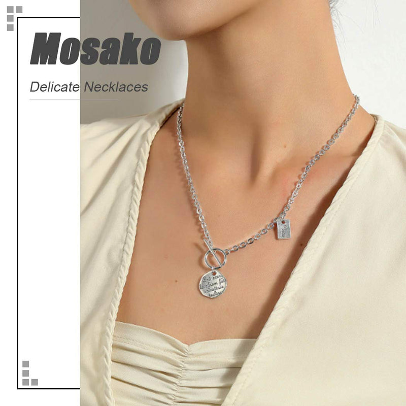 Mosako Punk Necklace Coin Pendant Necklaces Chain Short Silver Necklaces for Women and Girls - BeesActive Australia