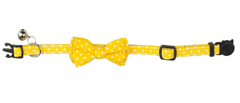Gyapet Cat Collar with Bowtie Bell Safety Buckle Breakaway Kitten Puppy 7-11in Movable Adjustable 2 Yellow Dot - BeesActive Australia