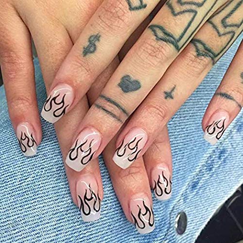 New Trend Halloween Holographic Fire Flame Nail Art Decals,Flame Reflections Nail Stickers - DIY Nail Foils Tape Adhesive Decoration 16PCS - BeesActive Australia