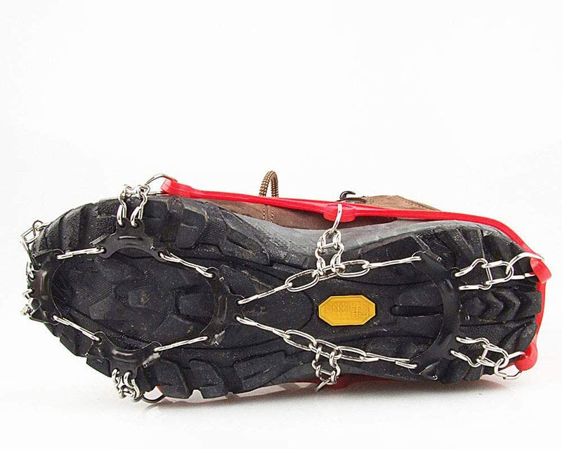 YOUFINE 11 Teeth Crampons Outdoor Anti Slip Shoes Cover Ice Claws with Stainless Steel Chain for Kids Children Teenagers, with Carry Bag for teenagers - BeesActive Australia