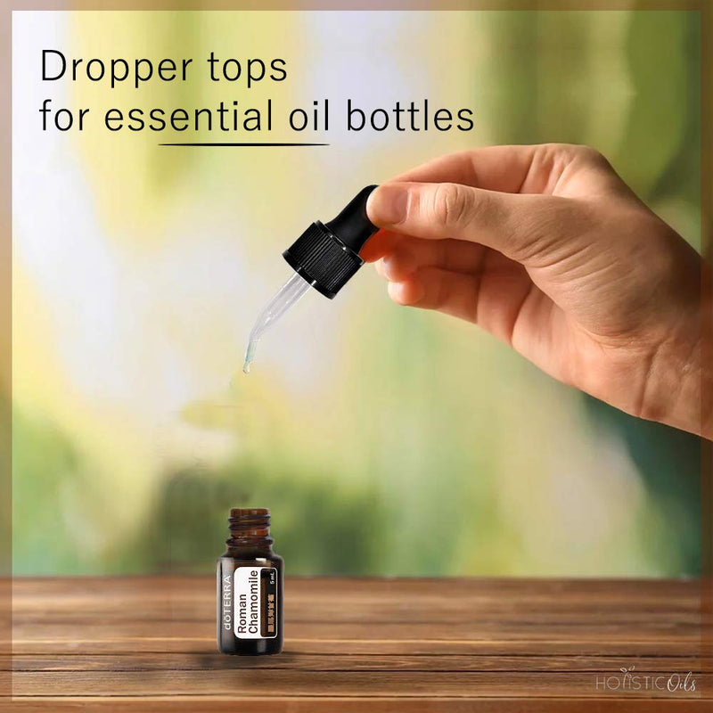 Dropper Top Inserts For 5 mL Small Essential Oil Bottles - Bent Tip, Glass, Leakproof - Fits Doterra, Young Living - 12 Pack Eye Pipette Droppers - BeesActive Australia