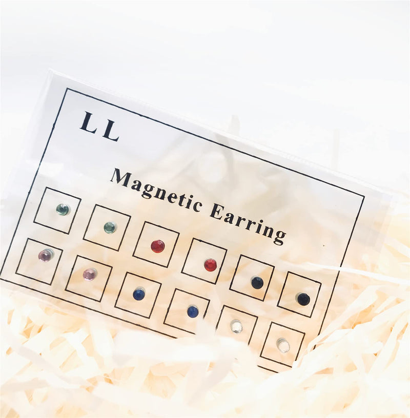 Tangyu 12 Pcs Magnetic Nose Ring, Nose Rings Magnetic Non Piercing Stud, Crystal Magnetic Stud Earring Magnet Nose Ear Lip Stud Non Piercing for Women Men - BeesActive Australia