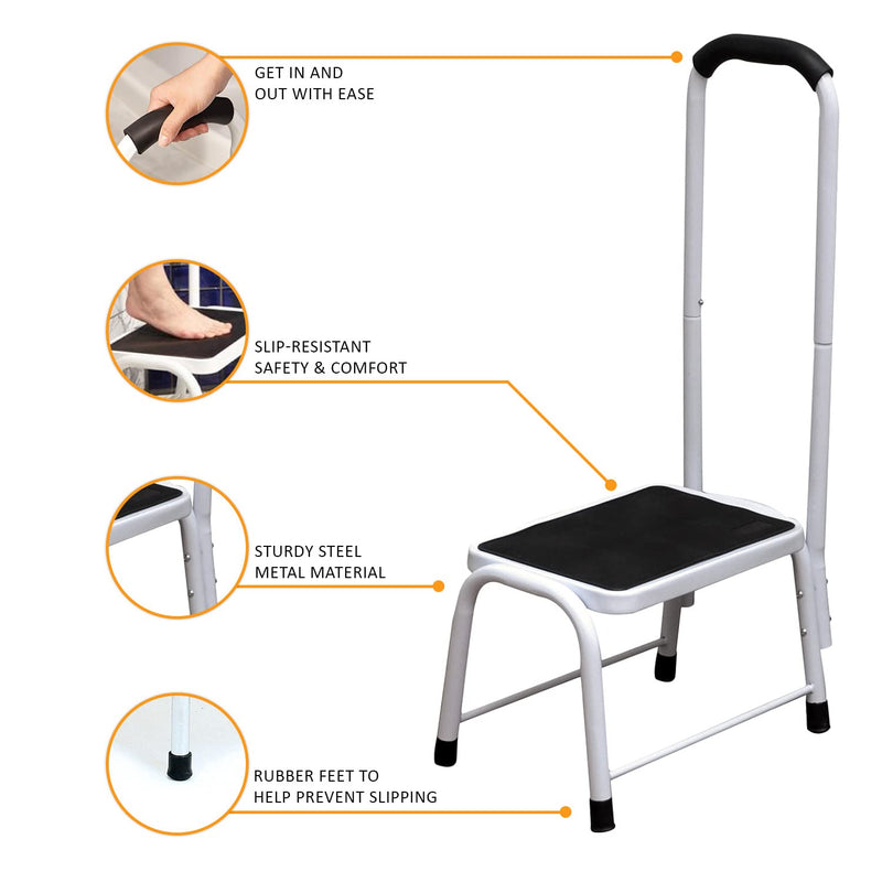 Non Slip Safety Step Stool Kitchen Bath Shower Mobility Aid Handrail Platform Support by Crystals® - BeesActive Australia