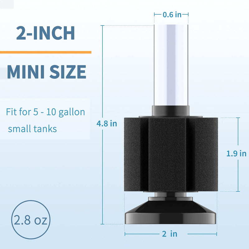 Pawfly Aquarium Nano Bio Sponge Filter Quiet Betta Fry Shrimp and Small Fish Foam Filter for Fish Tank up to 10-60 Gallon，3 Pack Up to 10Gal - BeesActive Australia