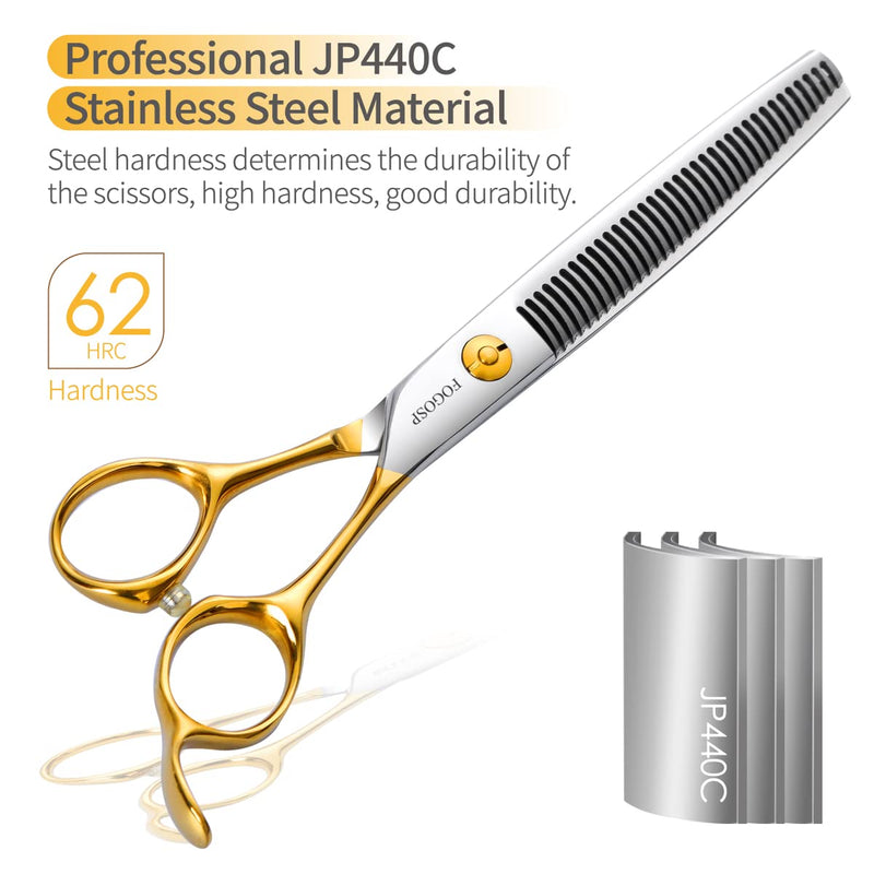 FOGOSP Professional Dog Grooming Scissors 7" 7.5 in Curved Grooming Scissors Thinning Shears for Grooming Chunker Straight Dog Grooming Shears For Groomers 6.5" Blender Gold - BeesActive Australia