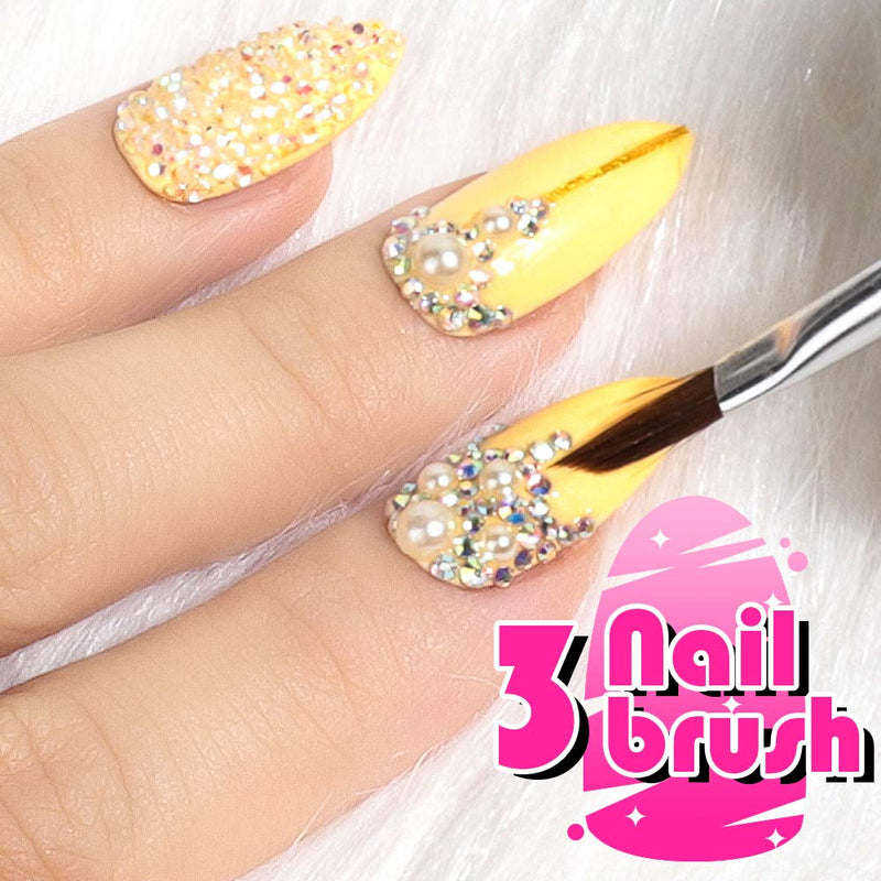 Rhinestone Resin Glue, Teenitor Nail Art Decoration Tools Kit with 8ml Gem Rhinestone Gel Resin Glue 3pcs Nail Brushes Wax Pen Stick Rhinestones Picking Tweezers (UV/LED Cure Needed) - BeesActive Australia