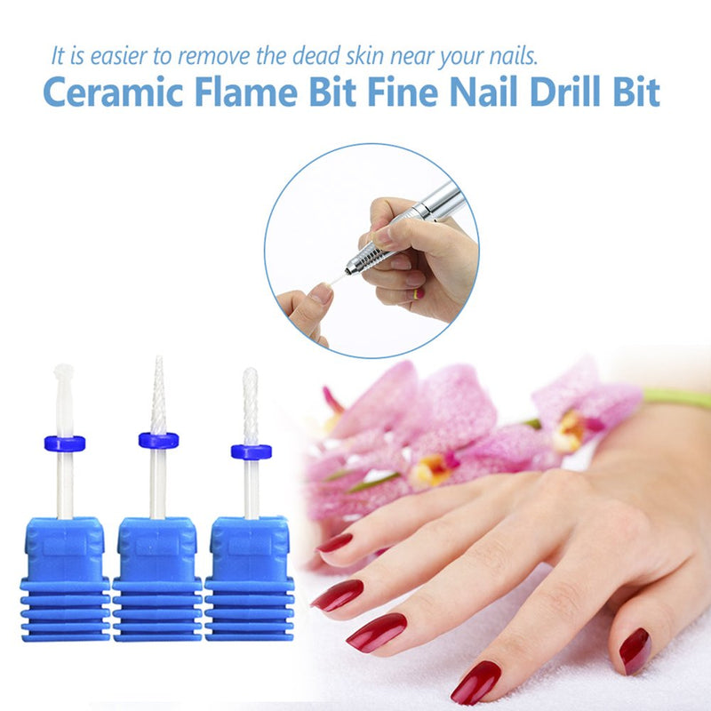 Ceramic Nail Drill Bits Set 3/32" Shank For Electric Machine Salon Manicure Files,(3PCE) … - BeesActive Australia